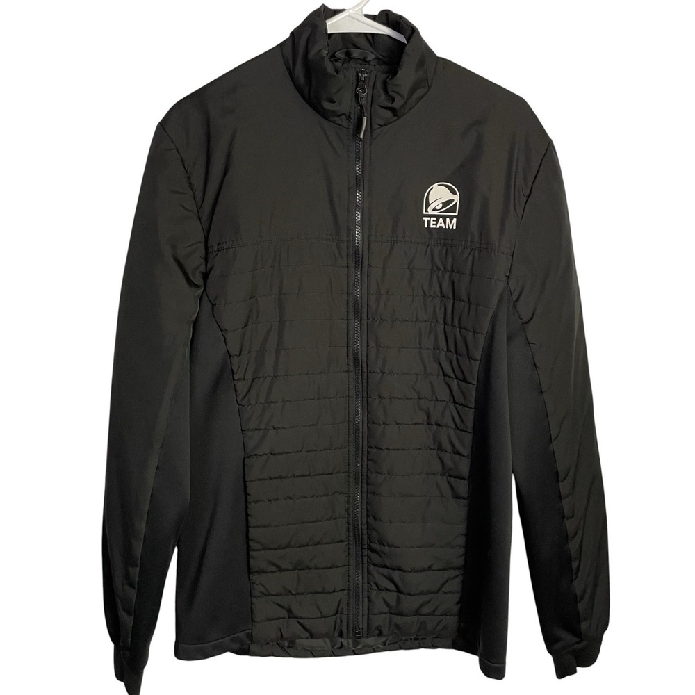 Taco Bell Team Unisex Puffer‎ Jacket Size S Black Full Zip Employee Uniform